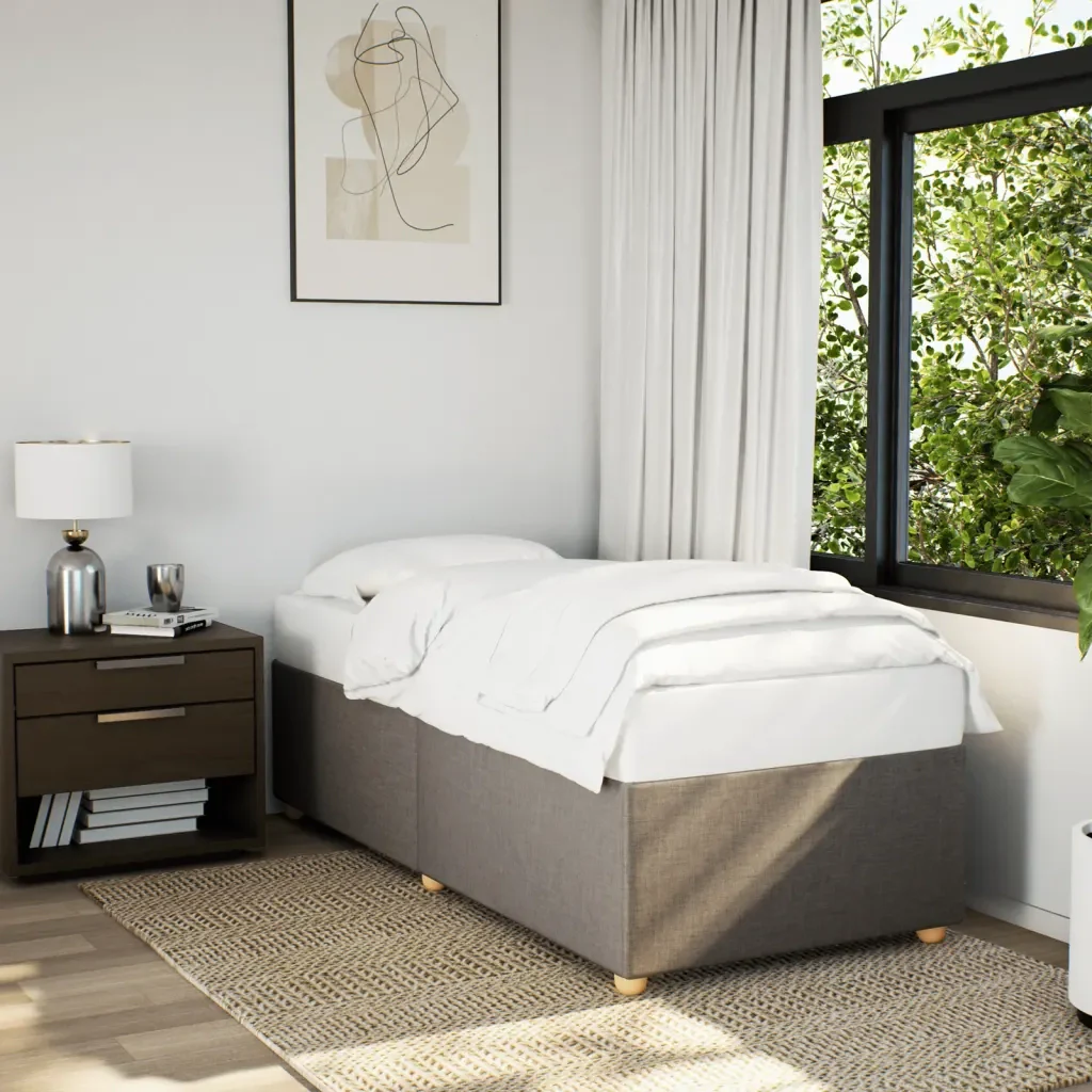 Letto singolo | Letto per adulti | Giroletto senza Materasso Tortora 80x200 cm Tessuto - Image 2