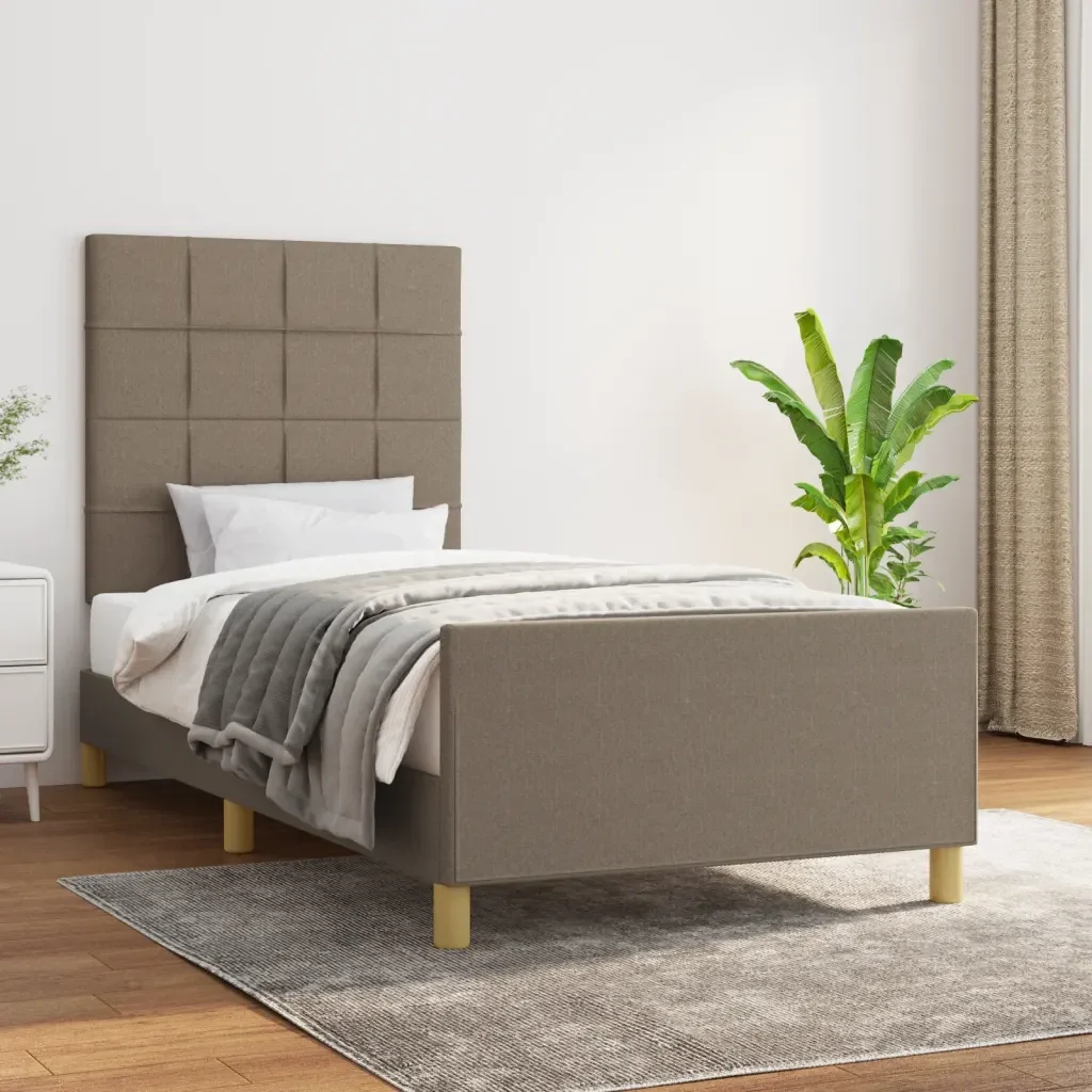 Letto singolo | Letto per adulti | Giroletto senza Materasso Tortora 80x200 cm Tessuto - Image 2