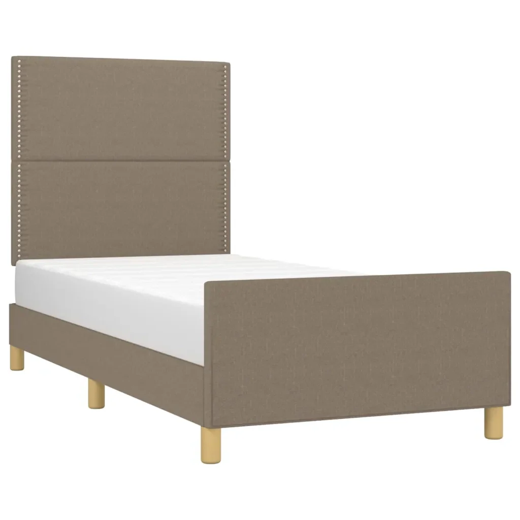 Letto singolo | Letto per adulti | Giroletto senza Materasso Tortora 90x190 cm Tessuto - Image 4