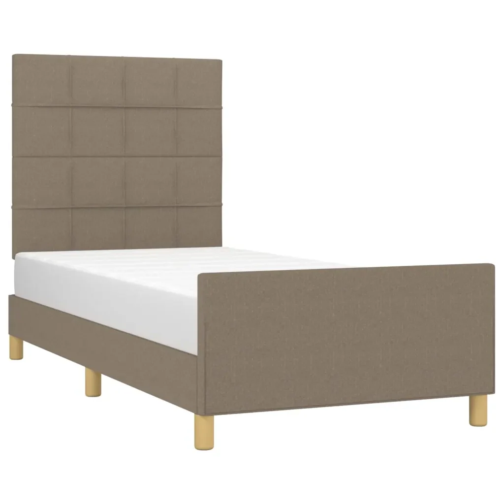 Letto singolo | Letto per adulti | Giroletto senza Materasso Tortora 90x190 cm Tessuto - Image 4