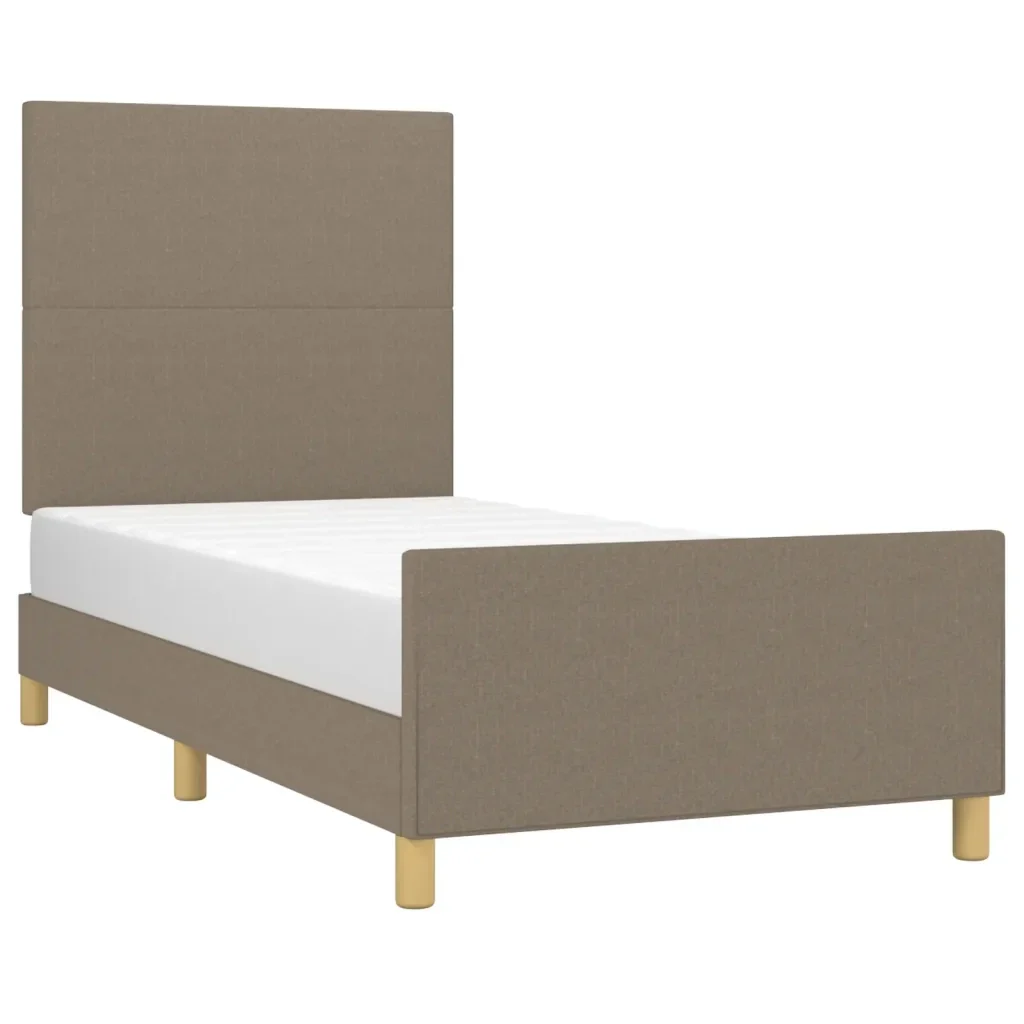 Letto singolo | Letto per adulti | Giroletto senza Materasso Tortora 90x190 cm Tessuto - Image 3