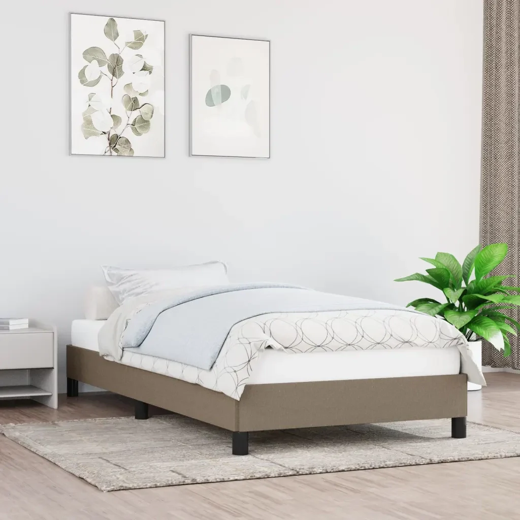 Letto singolo | Letto per adulti | Giroletto senza Materasso Tortora 90x190 cm Tessuto - Image 2