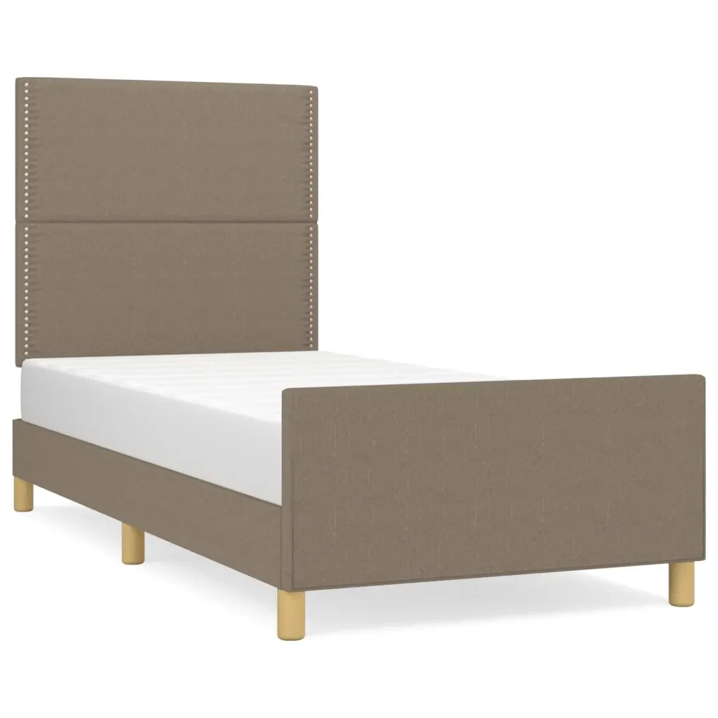Letto singolo | Letto per adulti | Giroletto senza Materasso Tortora 90x200 cm Tessuto