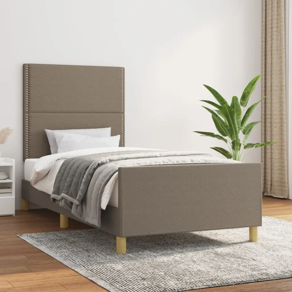 Letto singolo | Letto per adulti | Giroletto senza Materasso Tortora 90x200 cm Tessuto - Image 2