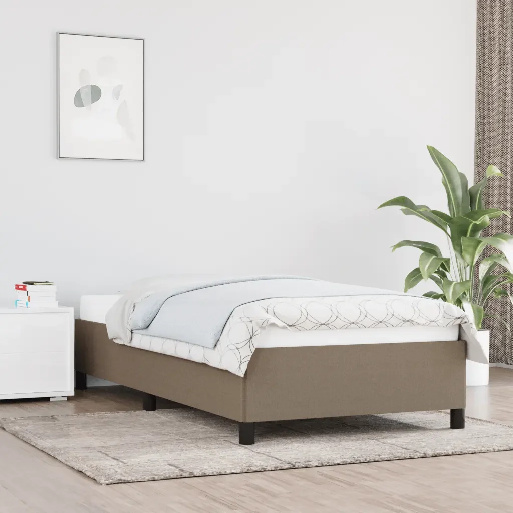 Letto singolo | Letto per adulti | Giroletto senza Materasso Tortora 90x200 cm Tessuto - Image 2