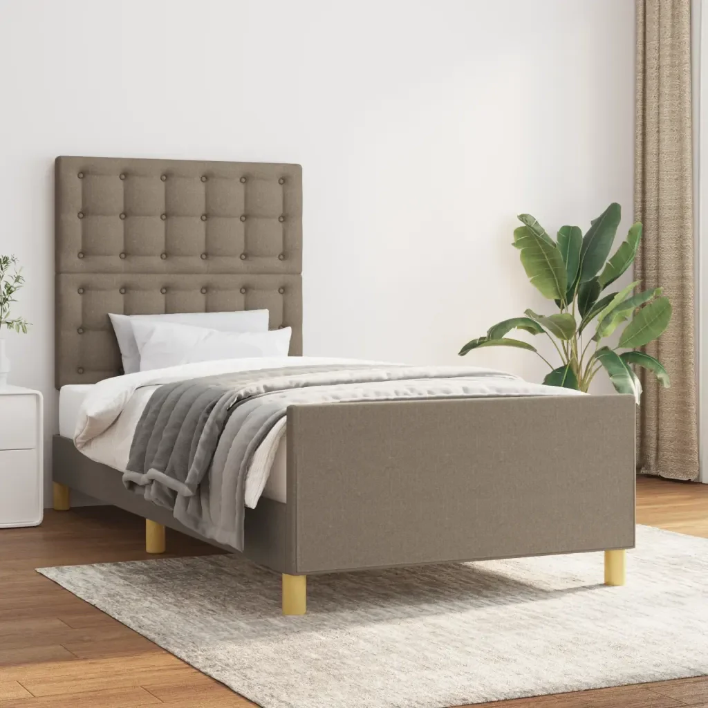 Letto singolo | Letto per adulti | Giroletto senza Materasso Tortora 90x200 cm Tessuto - Image 2