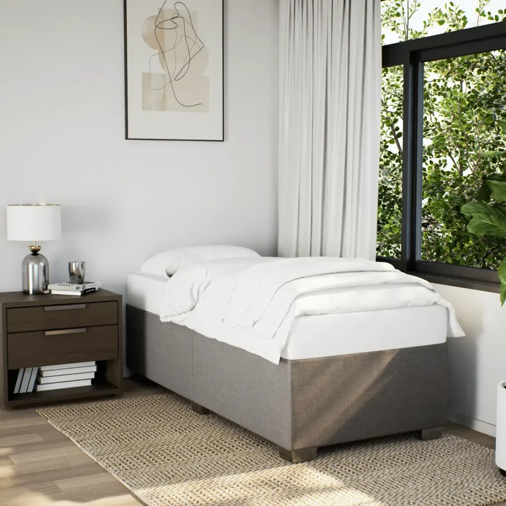 Letto singolo | Letto per adulti | Giroletto senza Materasso Tortora 90x200 cm Tessuto - Image 2