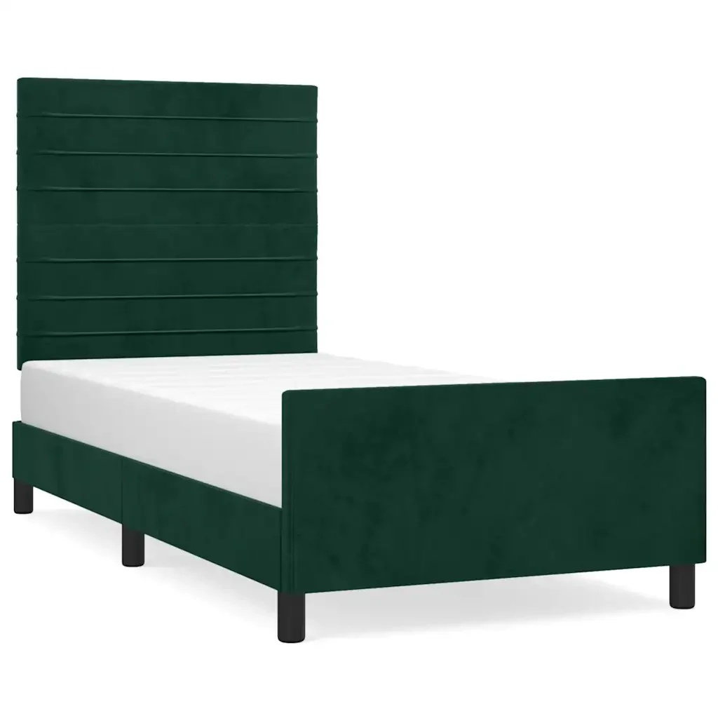 Letto singolo | Letto per adulti | Giroletto senza Materasso Verde Scuro 100x200 cm in Velluto