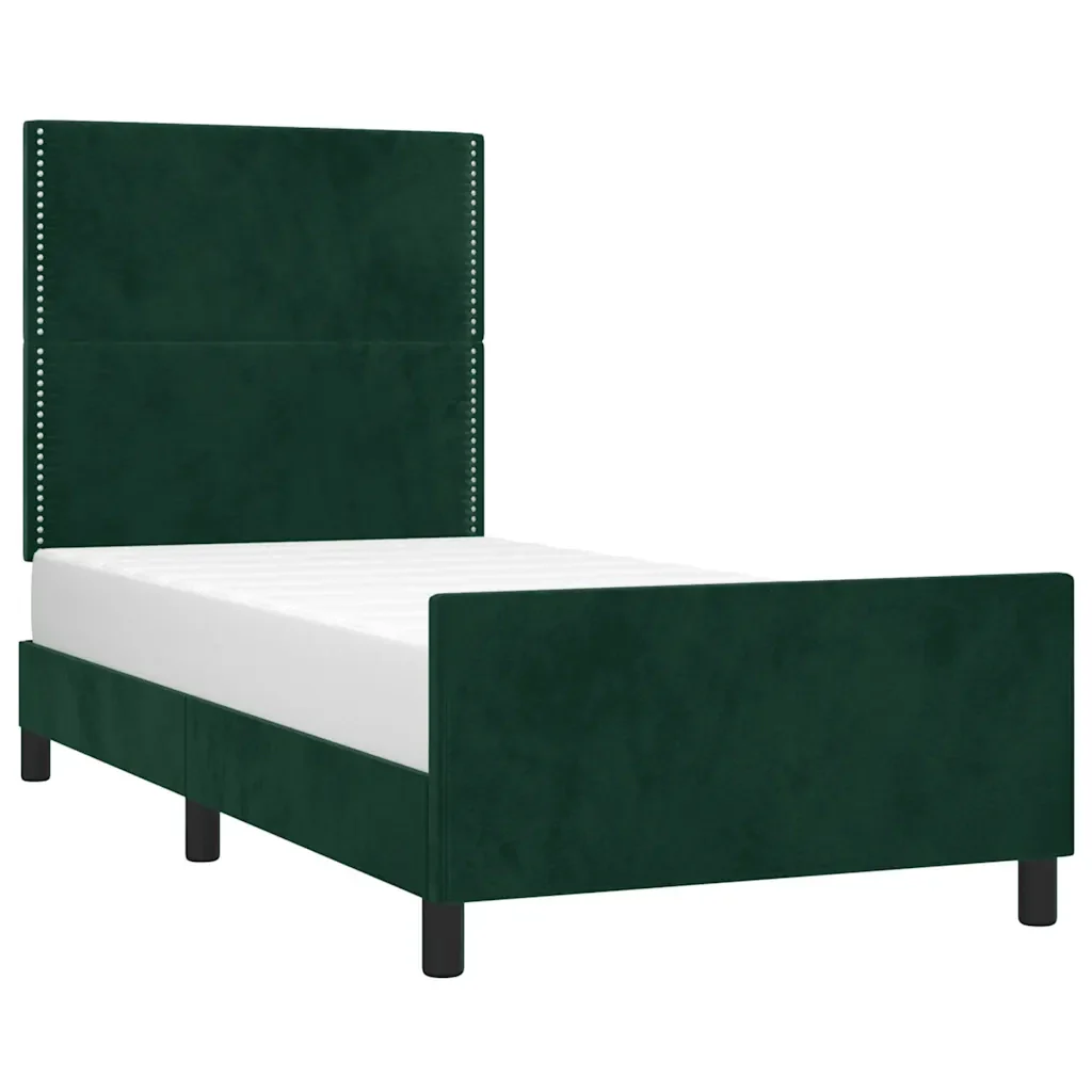 Letto singolo | Letto per adulti | Giroletto senza Materasso Verde Scuro 100x200 cm in Velluto - Image 3