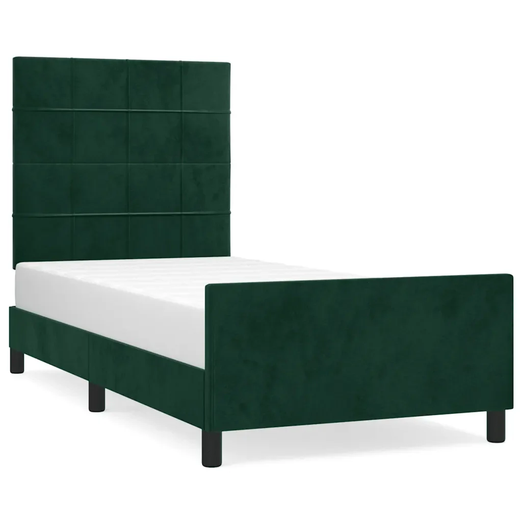 Letto singolo | Letto per adulti | Giroletto senza Materasso Verde Scuro 100x200 cm in Velluto