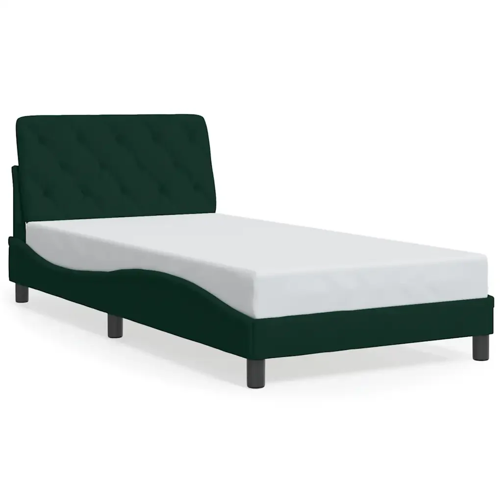 Letto singolo | Letto per adulti | Giroletto senza Materasso Verde Scuro 100x200 cm in Velluto