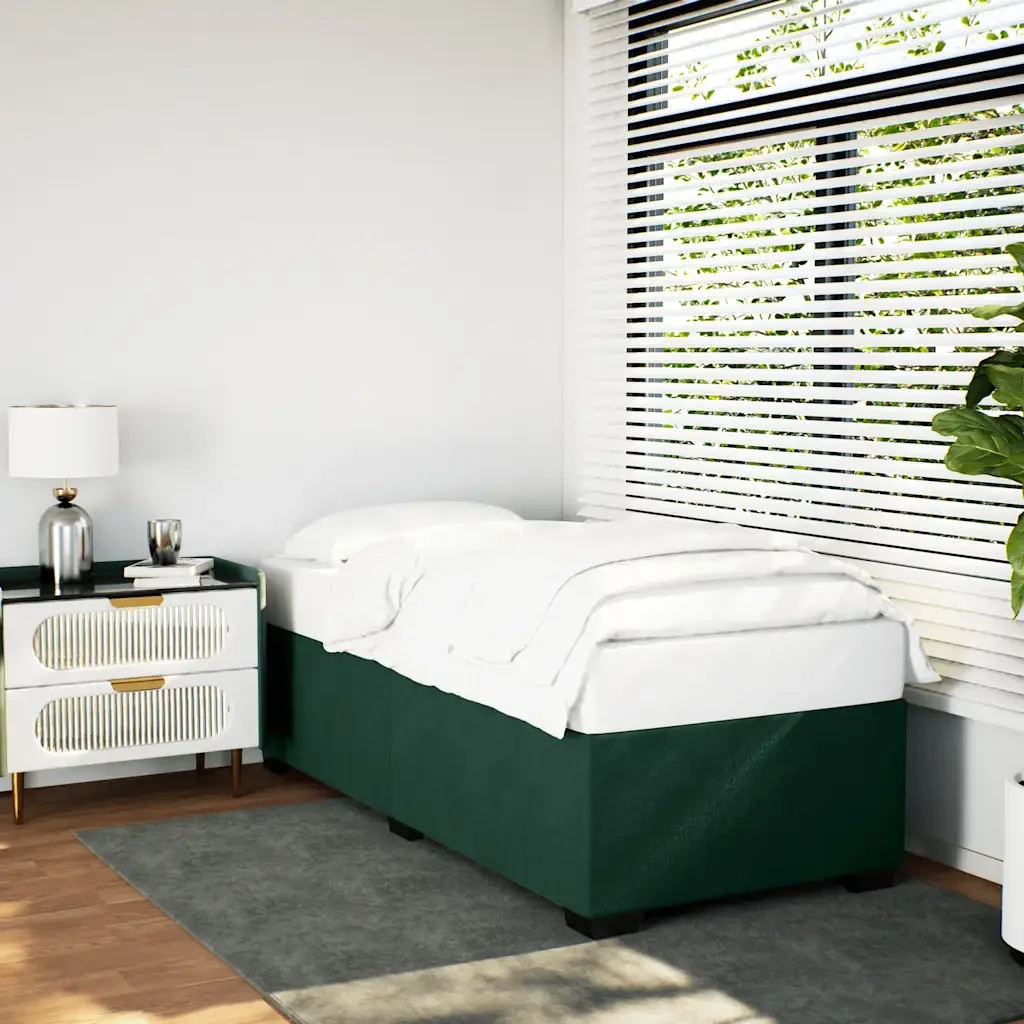 Letto singolo | Letto per adulti | Giroletto senza Materasso Verde Scuro 100x200 cm in Velluto - Image 2