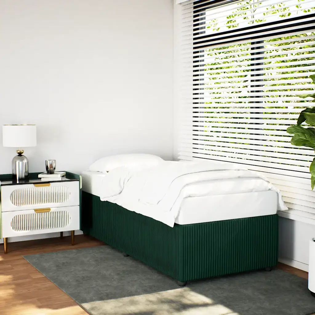 Letto singolo | Letto per adulti | Giroletto senza Materasso Verde Scuro 100x200 cm in Velluto - Image 2