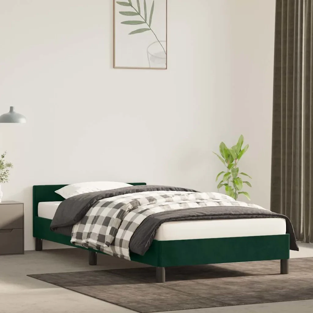 Letto singolo | Letto per adulti | Giroletto senza Materasso Verde Scuro 100x200 cm in Velluto - Image 2