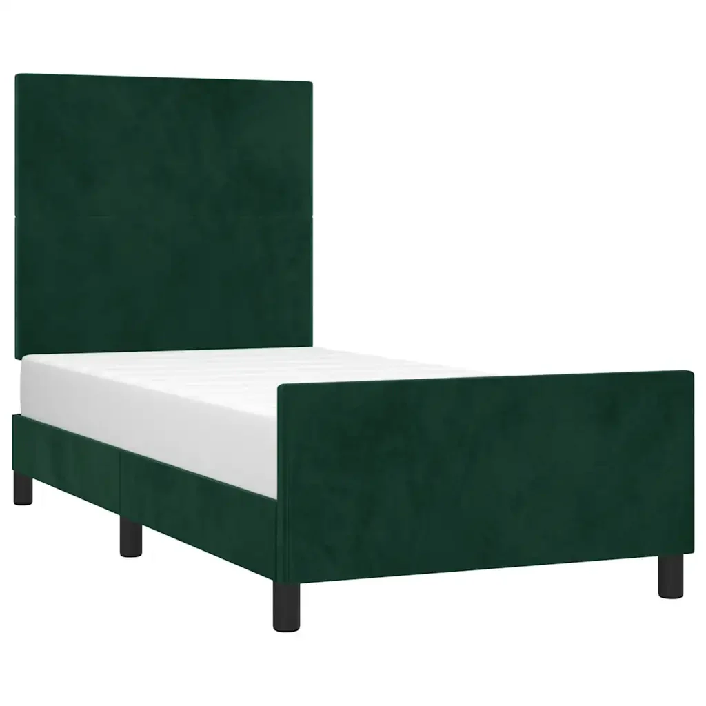 Letto singolo | Letto per adulti | Giroletto senza Materasso Verde Scuro 100x200 cm in Velluto - Image 3