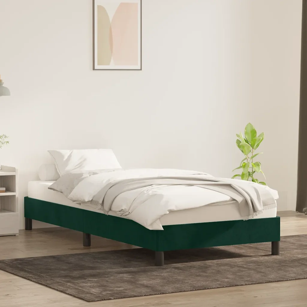 Letto singolo | Letto per adulti | Giroletto senza Materasso Verde Scuro 100x210 cm in Velluto - Image 4