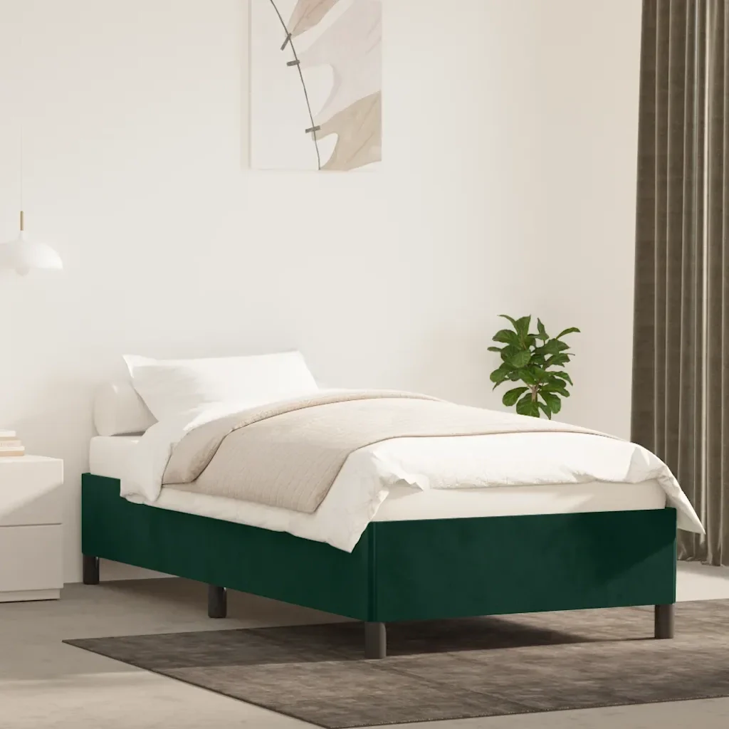 Letto singolo | Letto per adulti | Giroletto senza Materasso Verde Scuro 80x200 cm in Velluto - Image 2
