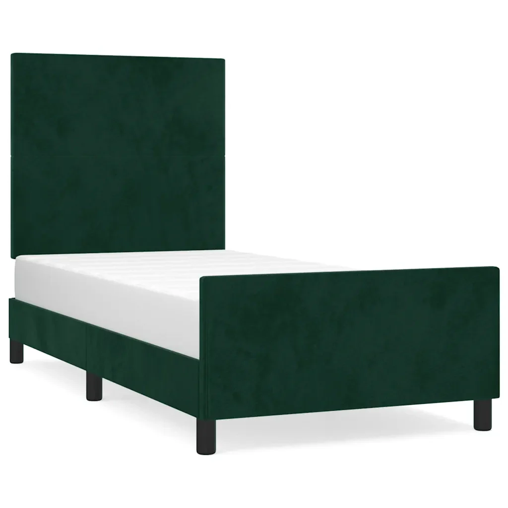 Letto singolo | Letto per adulti | Giroletto senza Materasso Verde Scuro 80x200 cm in Velluto