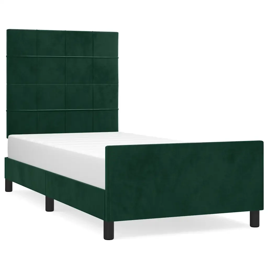Letto singolo | Letto per adulti | Giroletto senza Materasso Verde Scuro 80x200 cm in Velluto