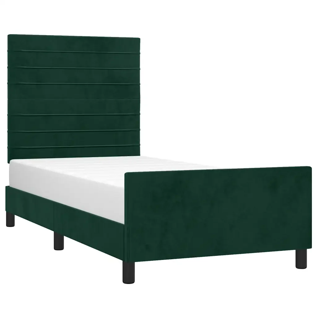 Letto singolo | Letto per adulti | Giroletto senza Materasso Verde Scuro 80x200 cm in Velluto - Image 3