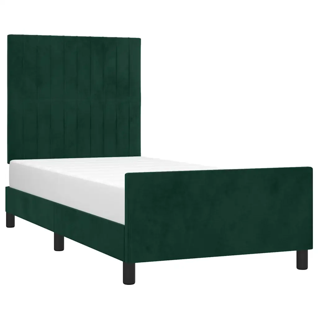 Letto singolo | Letto per adulti | Giroletto senza Materasso Verde Scuro 80x200 cm in Velluto - Image 3