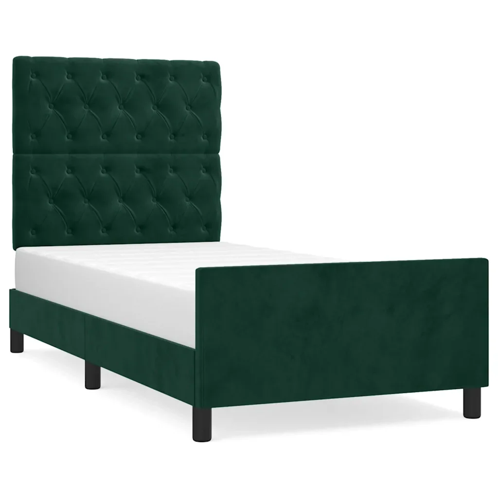Letto singolo | Letto per adulti | Giroletto senza Materasso Verde Scuro 80x200 cm in Velluto