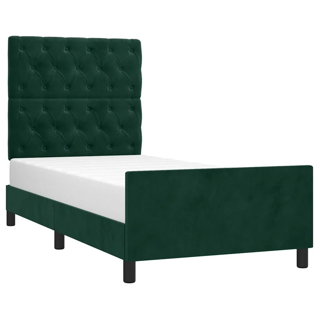 Letto singolo | Letto per adulti | Giroletto senza Materasso Verde Scuro 80x200 cm in Velluto - Image 3