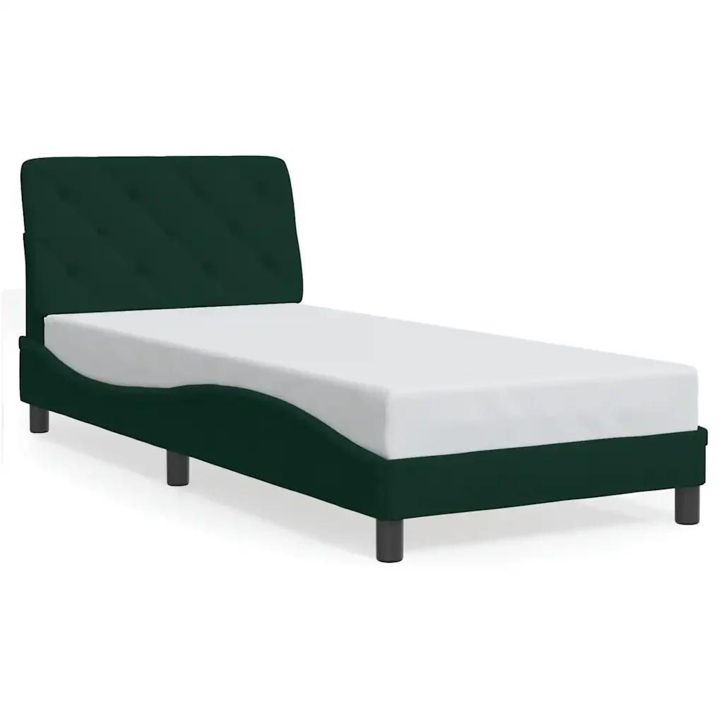 Letto singolo | Letto per adulti | Giroletto senza Materasso Verde Scuro 80x200 cm in Velluto