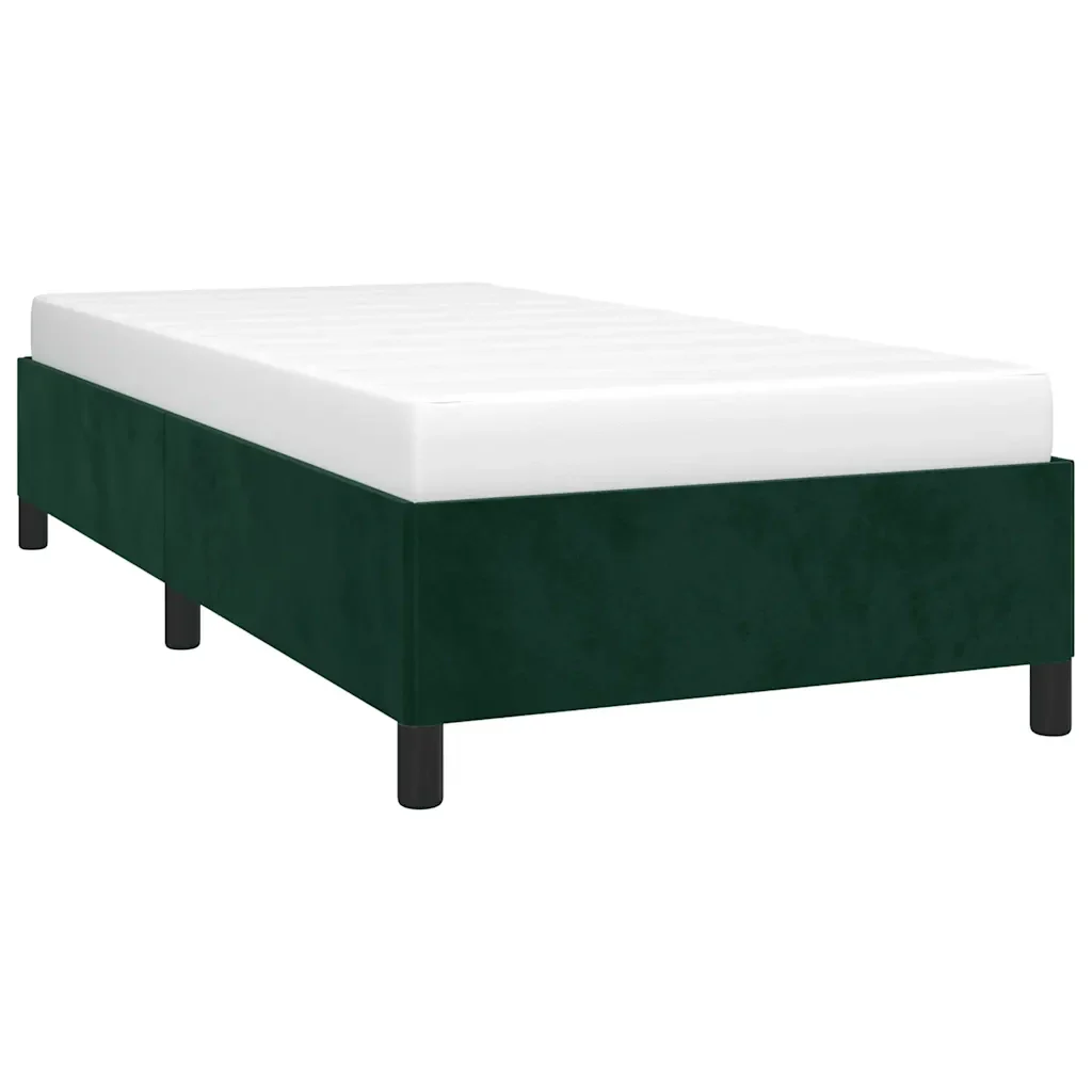Letto singolo | Letto per adulti | Giroletto senza Materasso Verde Scuro 90x190 cm in Velluto - Image 3