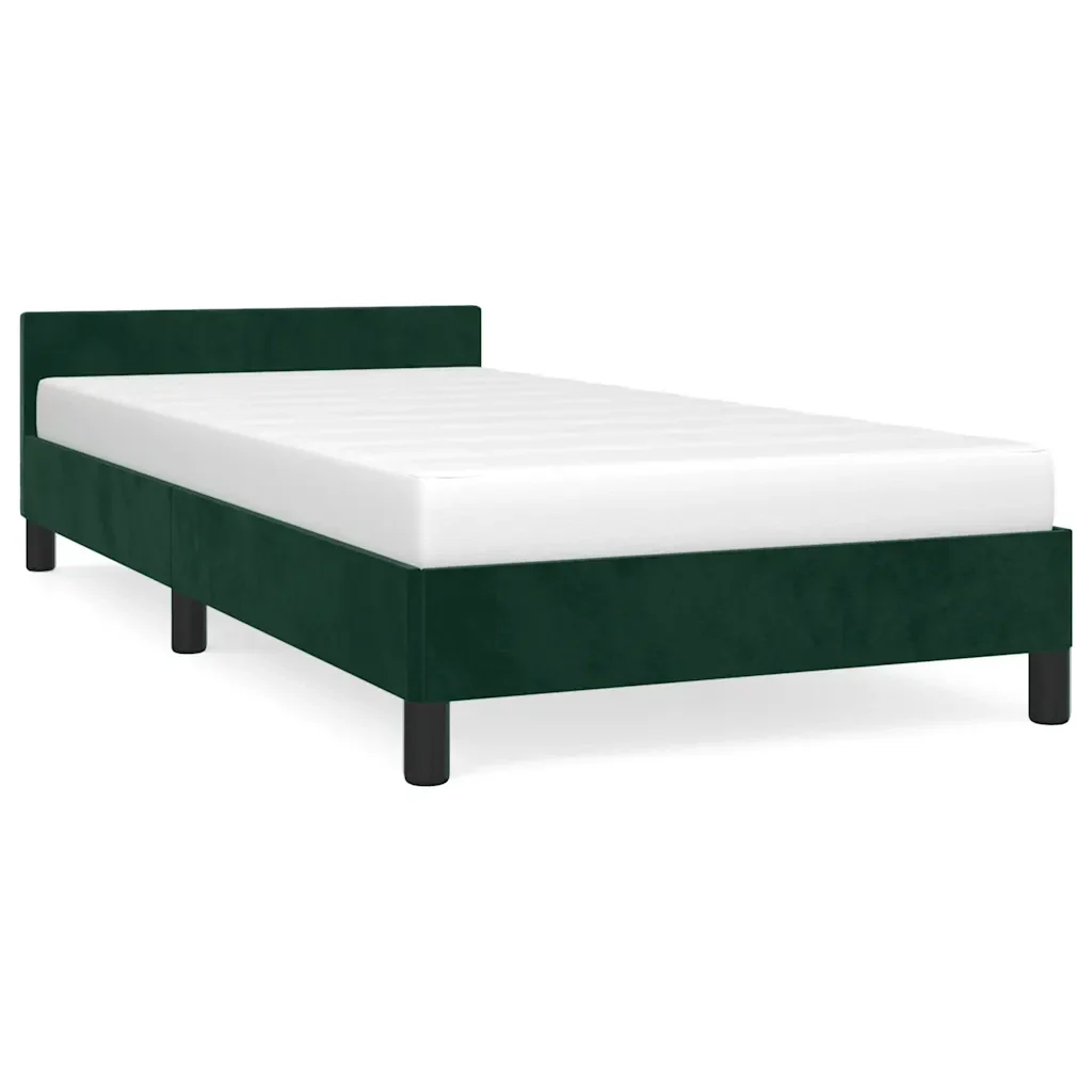 Letto singolo | Letto per adulti | Giroletto senza Materasso Verde Scuro 90x190 cm in Velluto