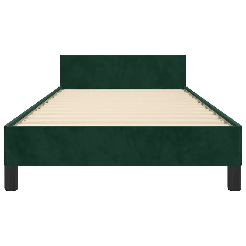 Letto singolo | Letto per adulti | Giroletto senza Materasso Verde Scuro 90x190 cm in Velluto - Image 5
