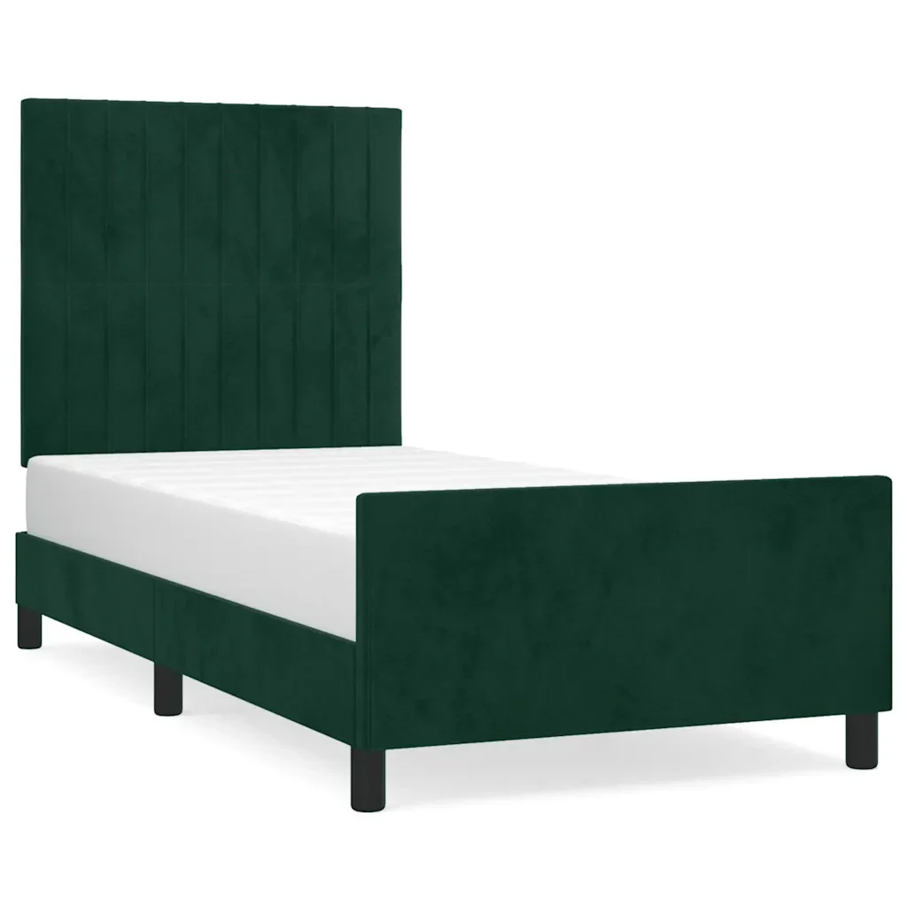 Letto singolo | Letto per adulti | Giroletto senza Materasso Verde Scuro 90x190 cm in Velluto