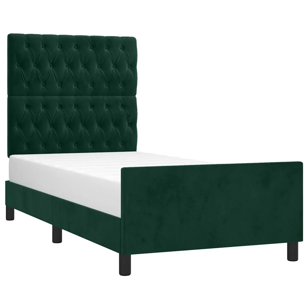 Letto singolo | Letto per adulti | Giroletto senza Materasso Verde Scuro 90x190 cm in Velluto - Image 4