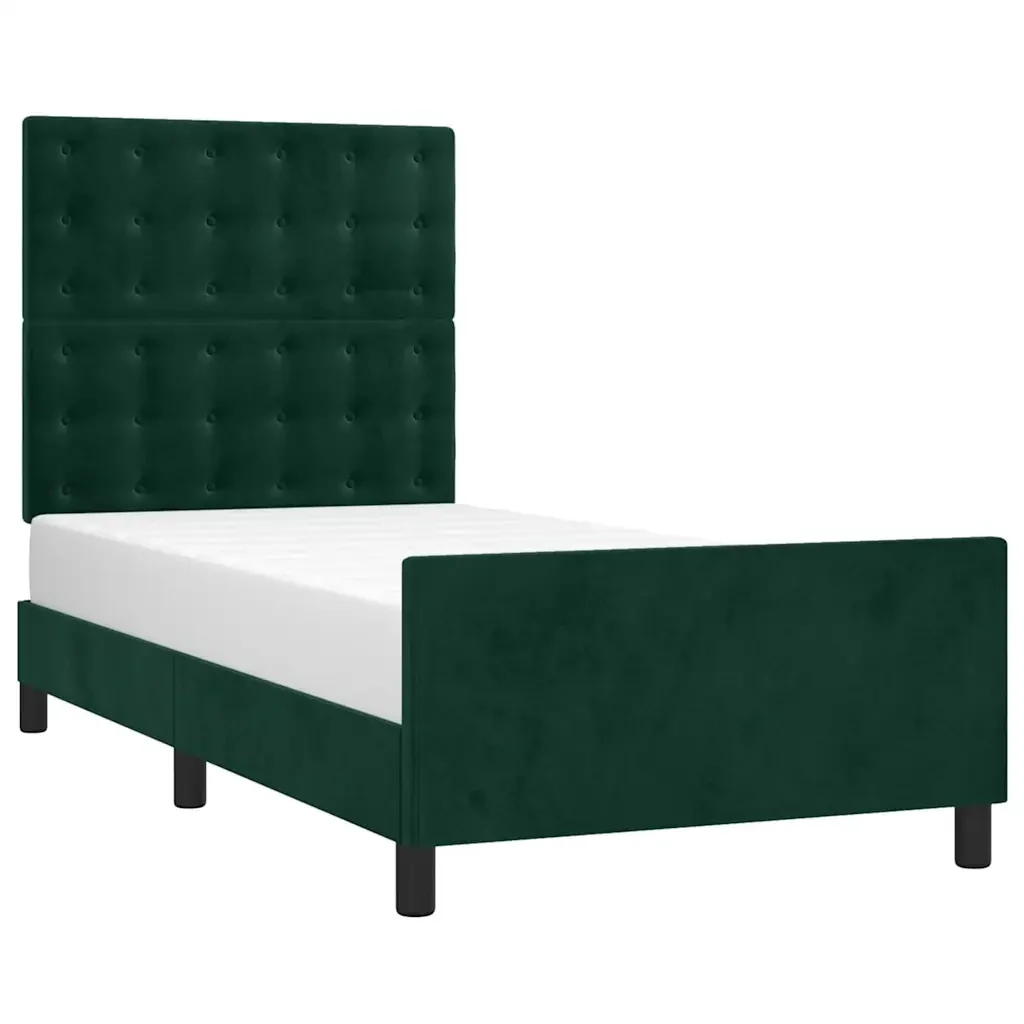 Letto singolo | Letto per adulti | Giroletto senza Materasso Verde Scuro 90x190 cm in Velluto - Image 4