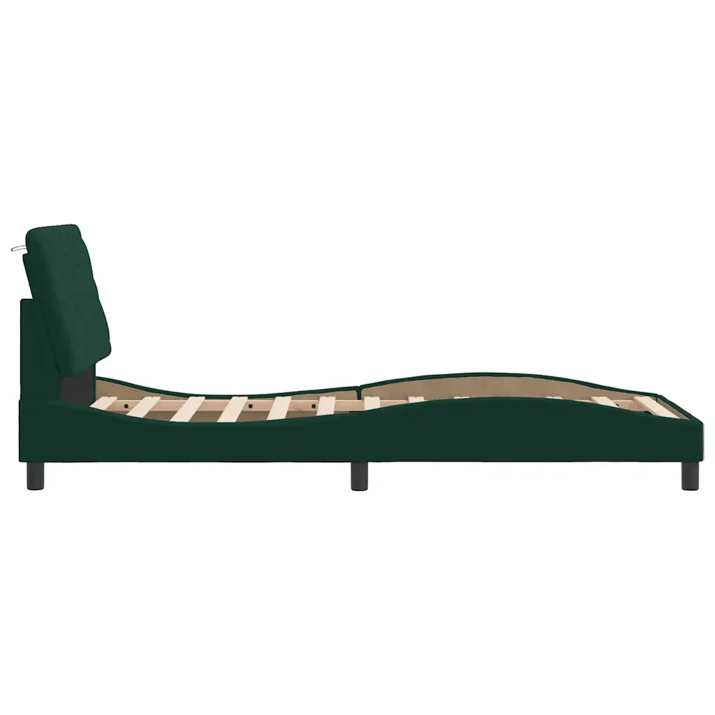 Letto singolo | Letto per adulti | Giroletto senza Materasso Verde Scuro 90x190 cm in Velluto - Image 6