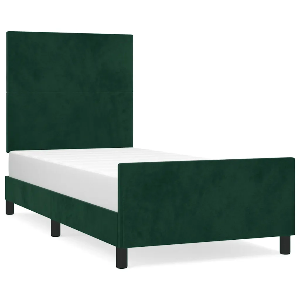 Letto singolo | Letto per adulti | Giroletto senza Materasso Verde Scuro 90x200 cm in Velluto