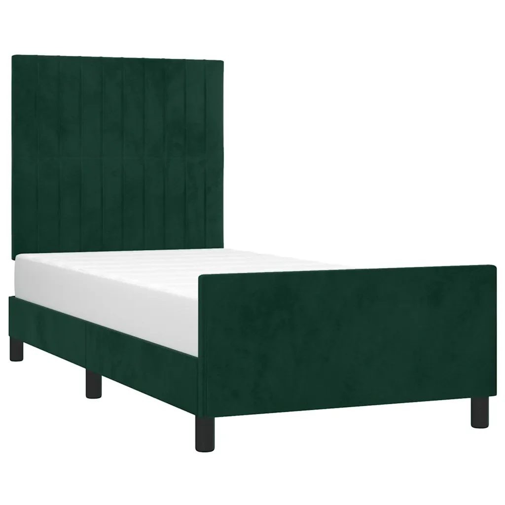 Letto singolo | Letto per adulti | Giroletto senza Materasso Verde Scuro 90x200 cm in Velluto - Image 3