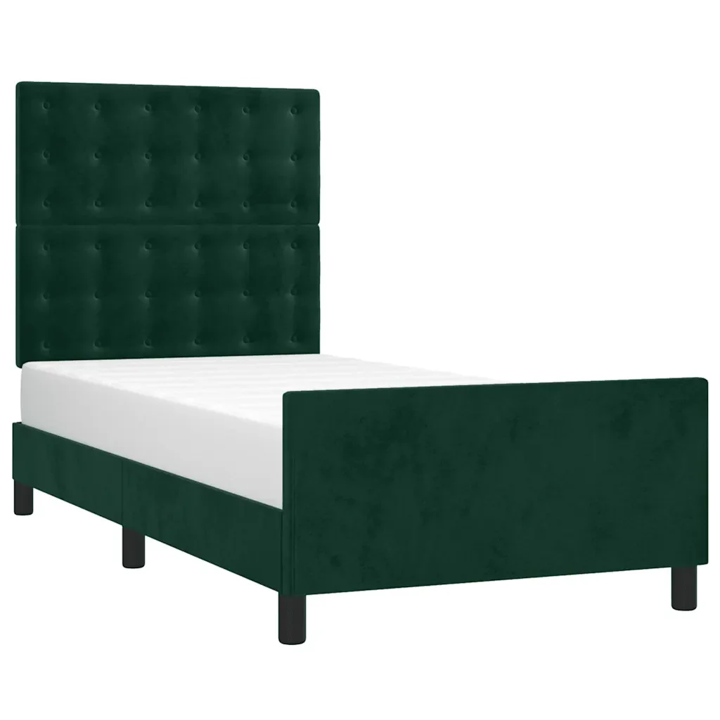 Letto singolo | Letto per adulti | Giroletto senza Materasso Verde Scuro 90x200 cm in Velluto - Image 3