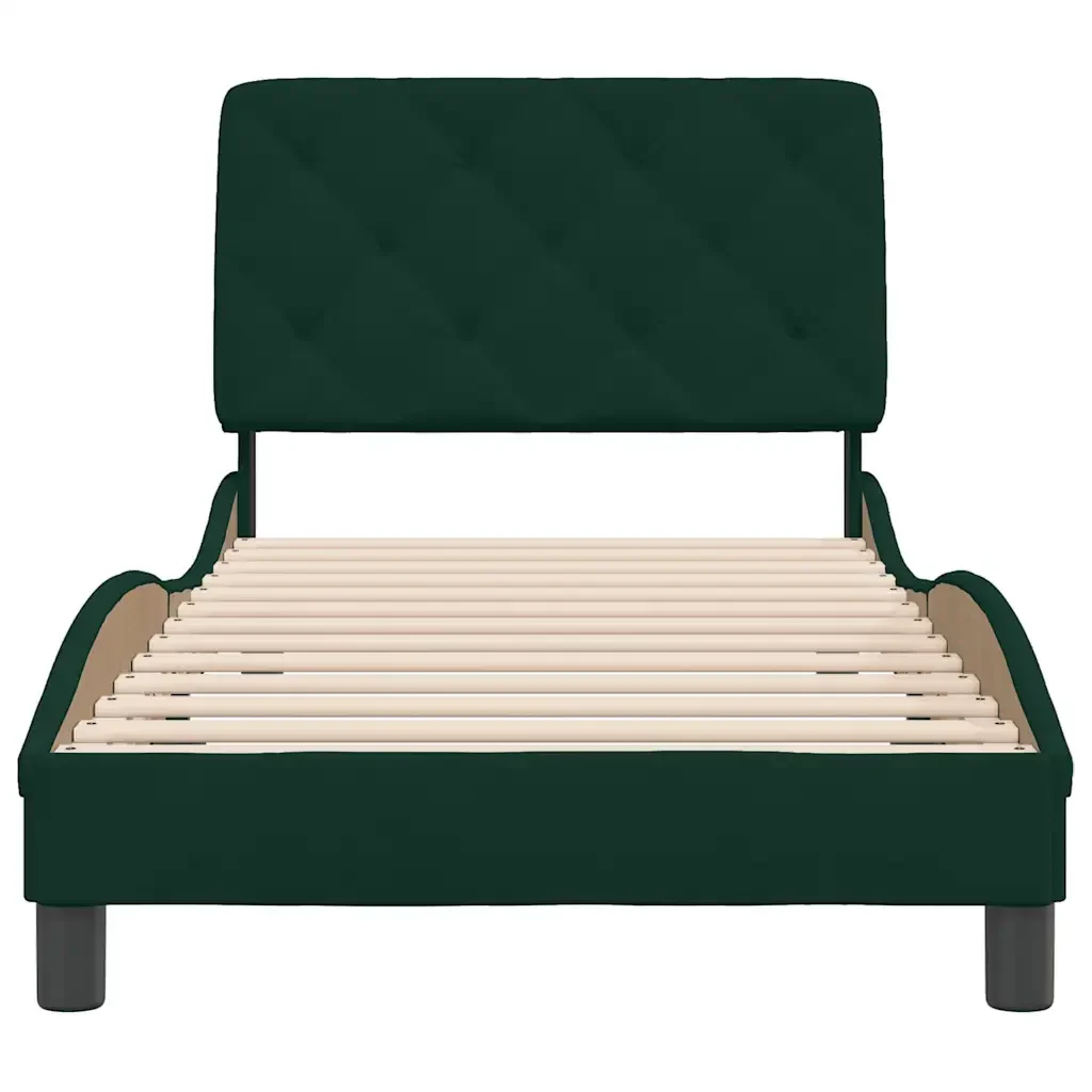 Letto singolo | Letto per adulti | Giroletto senza Materasso Verde Scuro 90x200 cm in Velluto - Image 5
