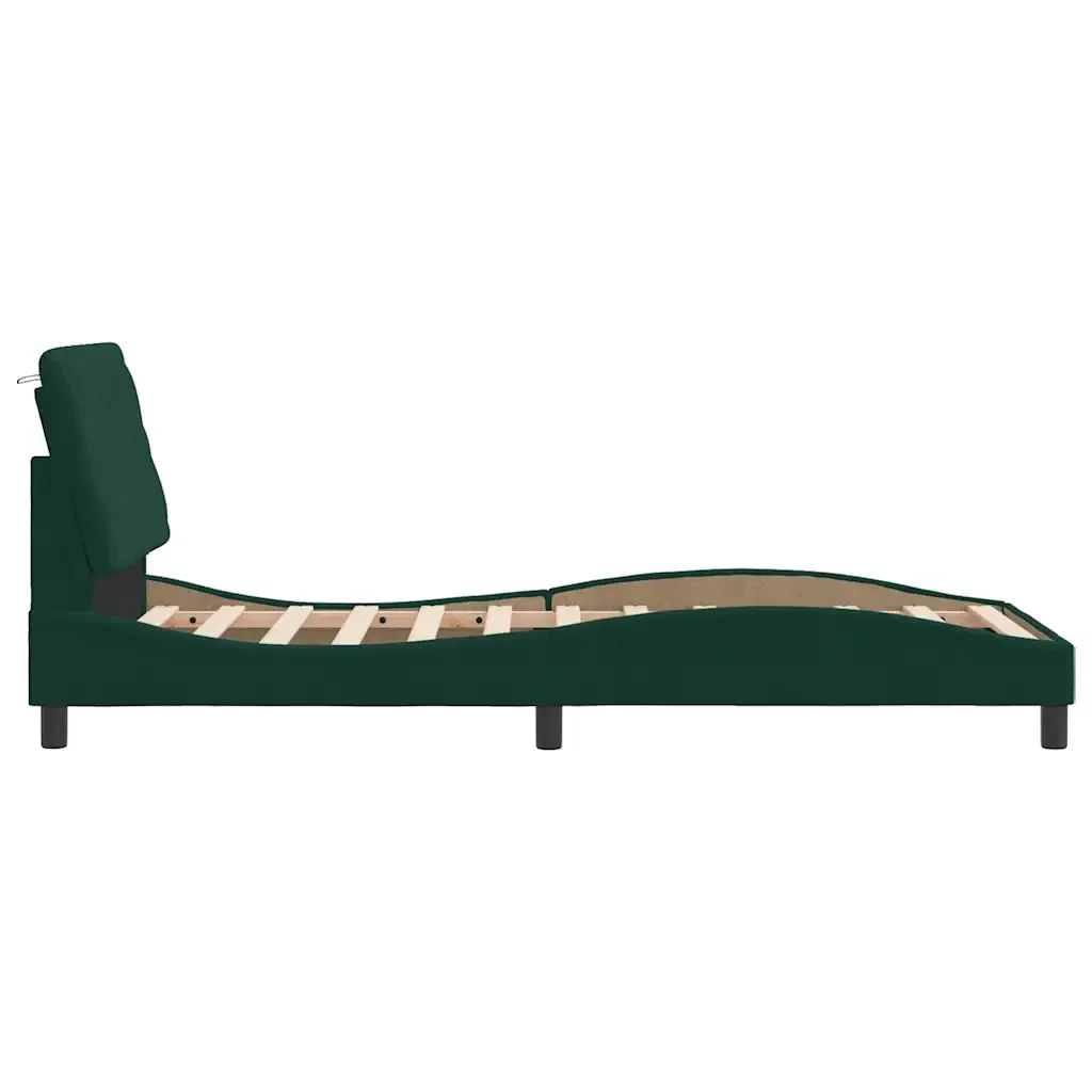 Letto singolo | Letto per adulti | Giroletto senza Materasso Verde Scuro 90x200 cm in Velluto - Image 6