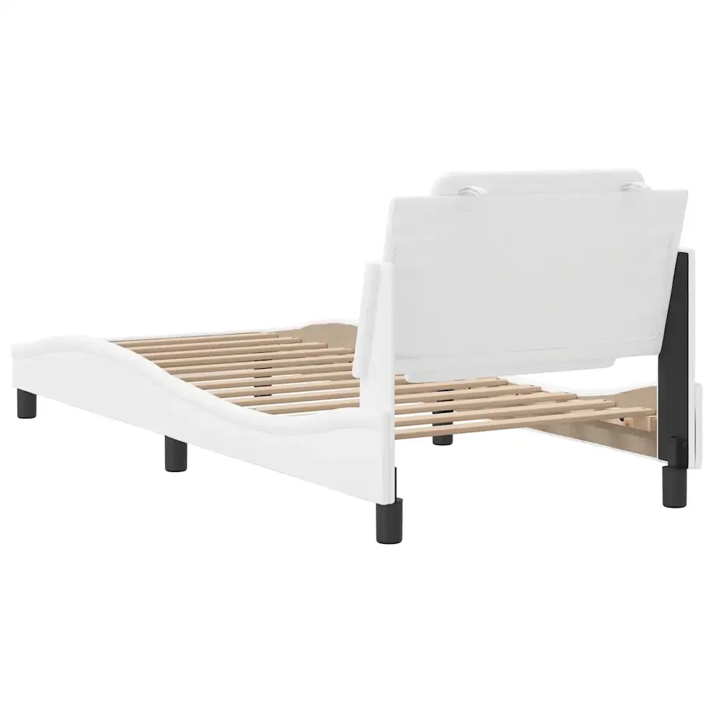 Letto singolo | Letto per adulti | Giroletto senza Materasso Zadar Bianco 100x200 cm in Similpelle - Image 6