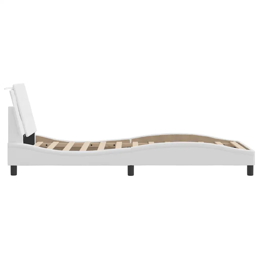 Letto singolo | Letto per adulti | Giroletto senza Materasso Zadar Bianco 90x200 cm in Similpelle - Image 5