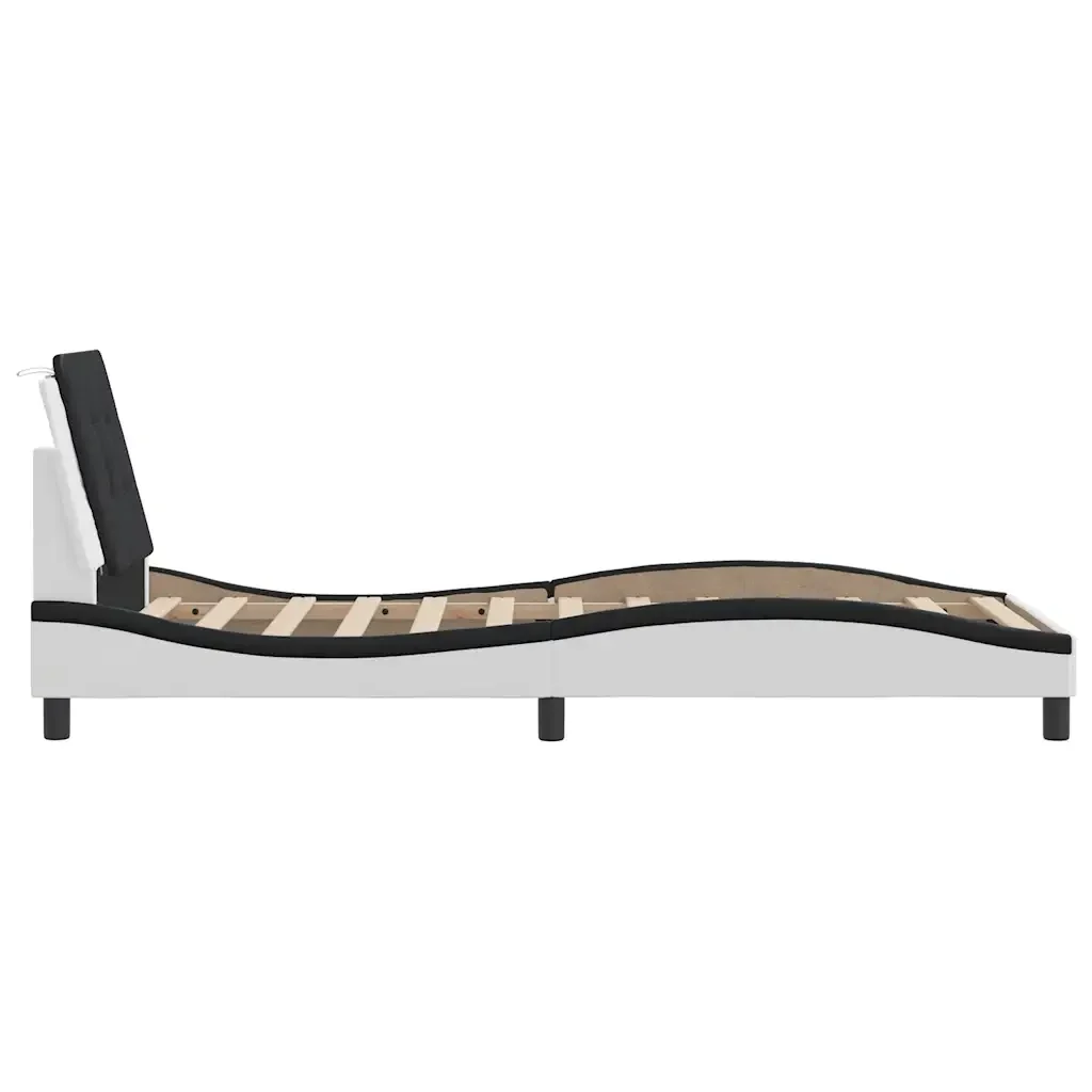 Letto singolo | Letto per adulti | Giroletto senza Materasso Zadar Bianco e Nero 80x200 cm in Similpelle - Image 5