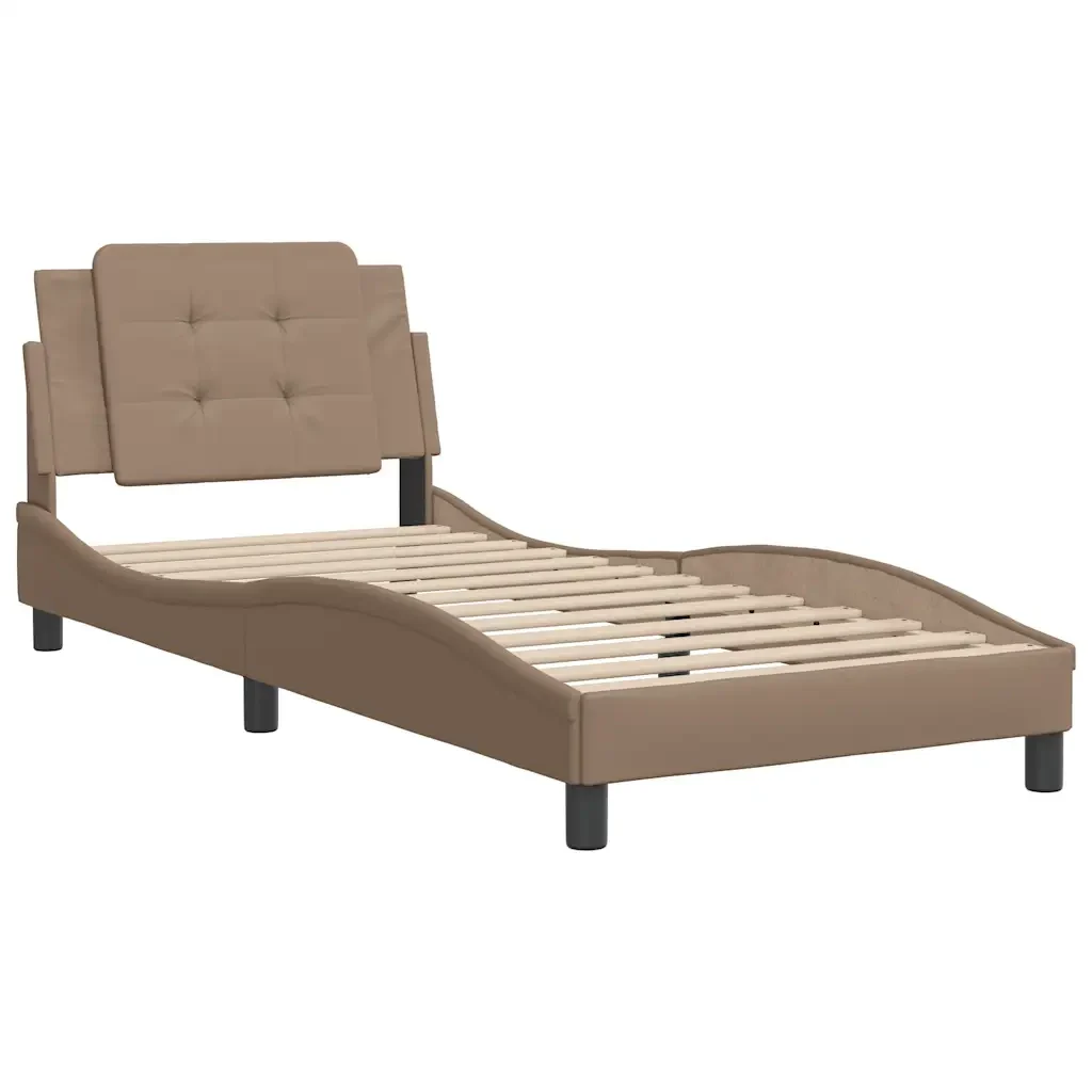 Letto singolo | Letto per adulti | Giroletto senza Materasso Zadar Cappuccino 100x200 cm in Similpelle - Image 3