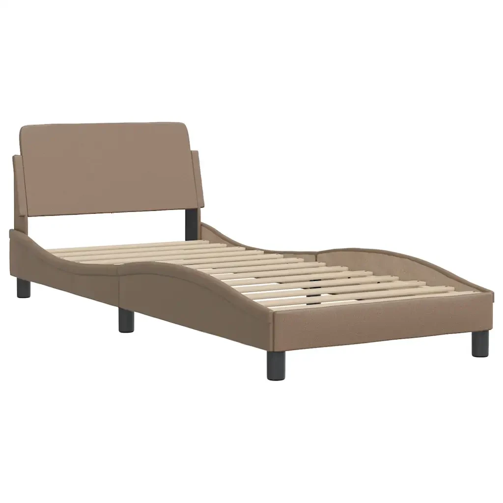 Letto singolo | Letto per adulti | Giroletto senza Materasso Zadar Cappuccino 100x200 cm in Similpelle - Image 7