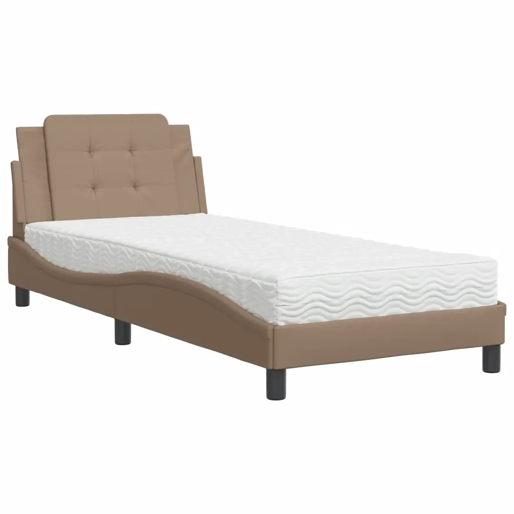Letto singolo | Letto per adulti | Giroletto senza Materasso Zadar Cappuccino 80x200 cm Similpelle