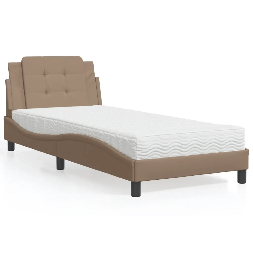 Letto singolo | Letto per adulti | Giroletto senza Materasso Zadar Cappuccino 90x200 cm in Similpelle - Image 2