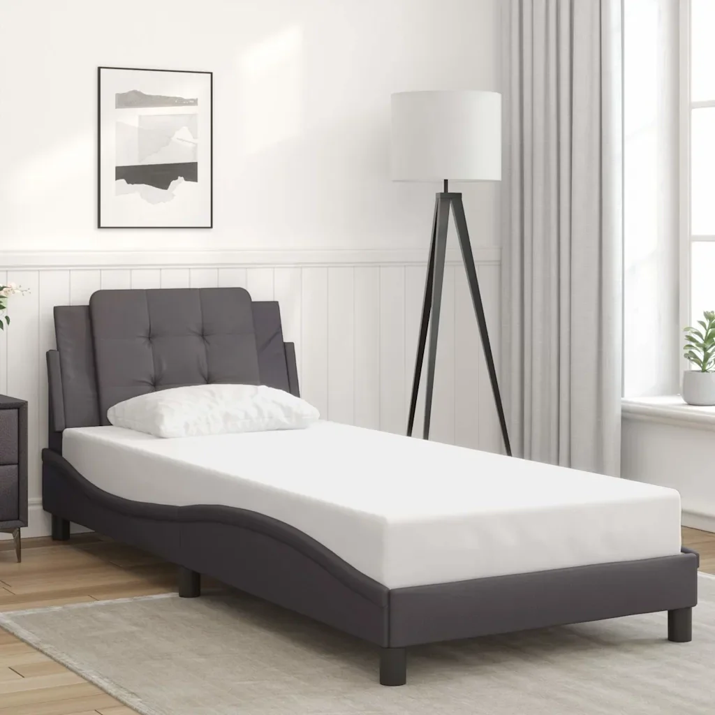 Letto singolo | Letto per adulti | Giroletto senza Materasso Zadar Crema 100x200 cm in Similpelle - Image 2