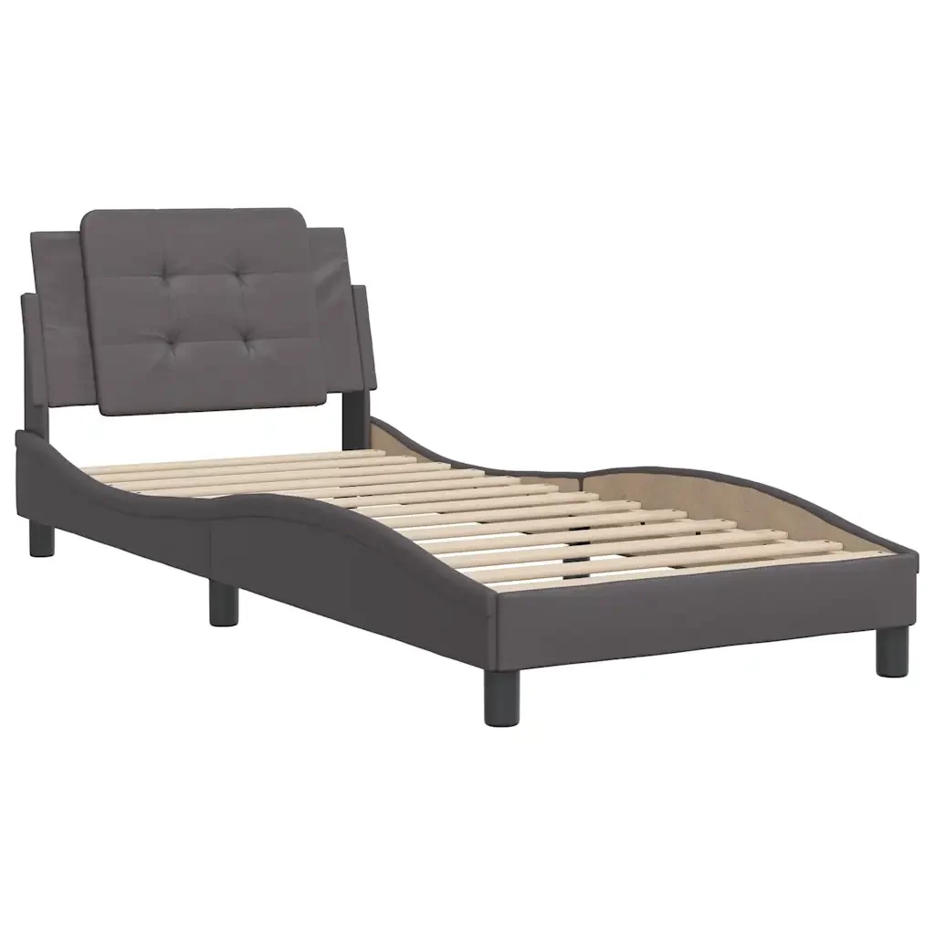 Letto singolo | Letto per adulti | Giroletto senza Materasso Zadar Crema 90x190 cm in Similpelle - Image 3