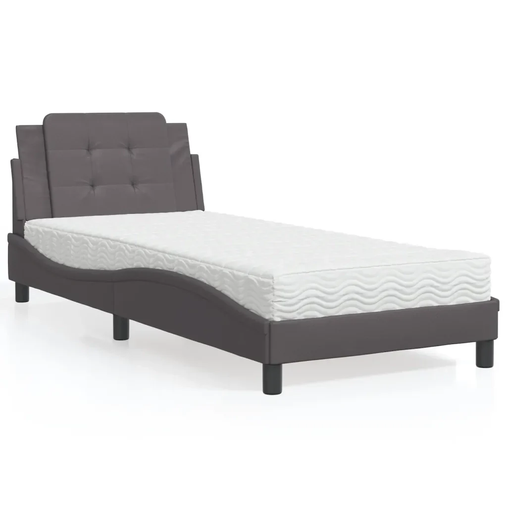 Letto singolo | Letto per adulti | Giroletto senza Materasso Zadar Grgio 80x200 cm in Similpelle - Image 2